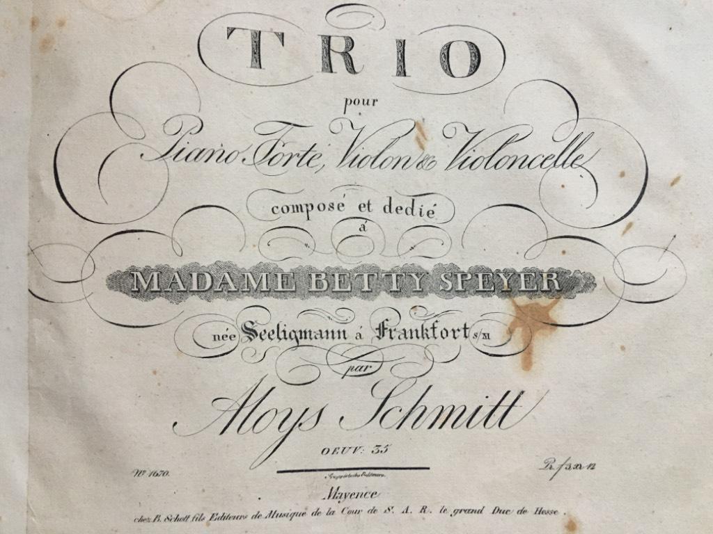 George Onslow, C. M. von Weber, Aloys Schmitt : Early/first edition Trios
