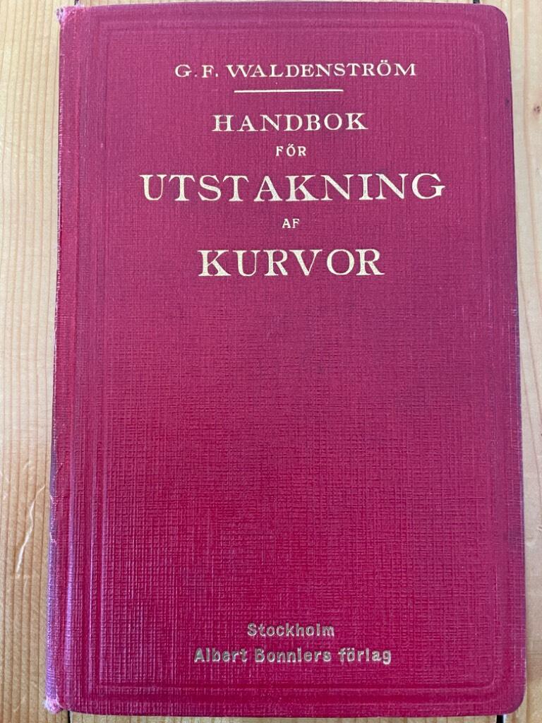 G.F. Waldenström : Handbok för Utstakning af kurvor å järnvägs- och landsvägslinjer. Lämpad efter metersystemet.