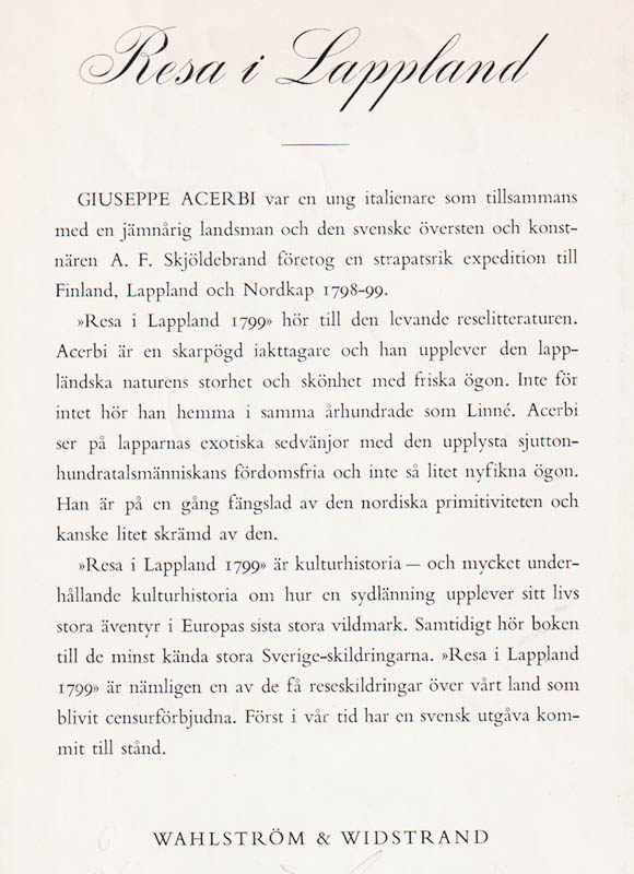 Giuseppe Acerbi : Resa i Lappland 1799