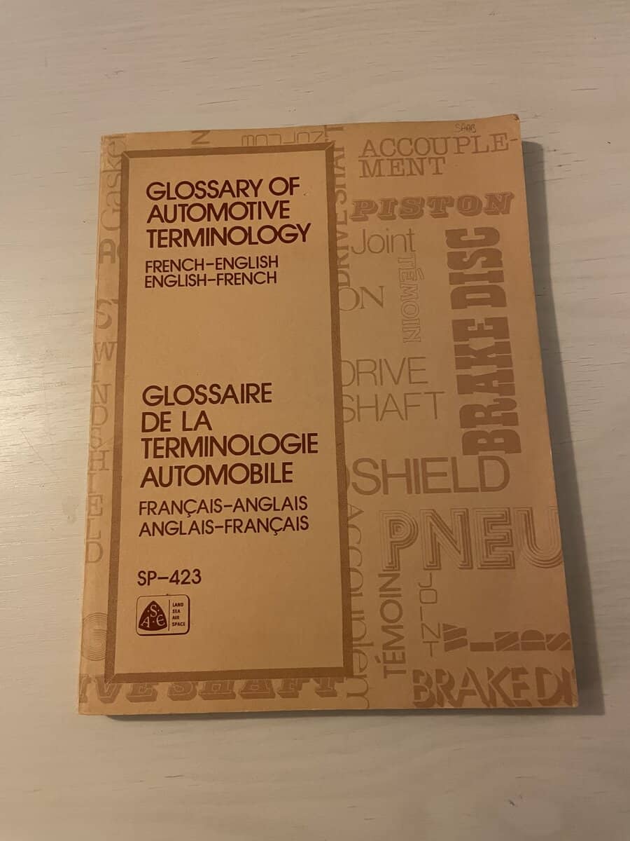 Glossary of Automotive Terminology - French-English - English-French