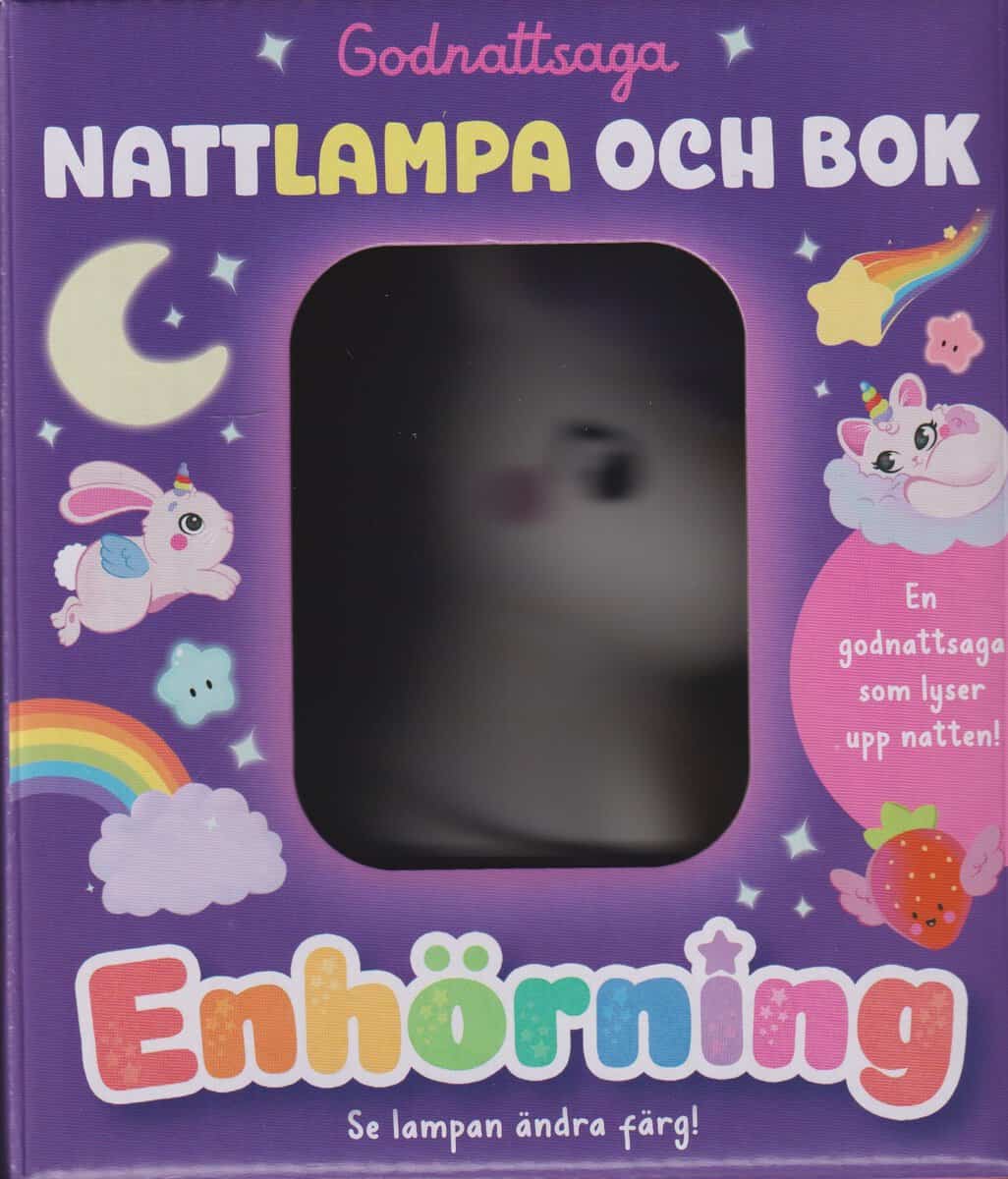 Godnattsaga - Nattlampa och bok - Enhörning