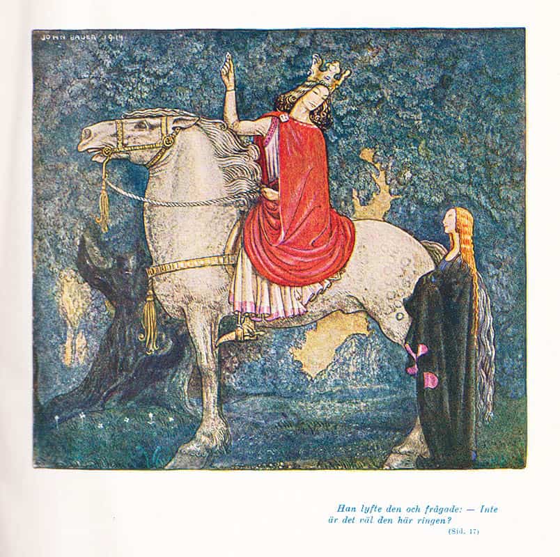 Granér, Cyrus (1870-1937) [Red.] ; Bauer, John (1882-1918) : Bland tomtar och troll. Åttonde årgången [8]. En samling sagor med teckningar av John Bauer