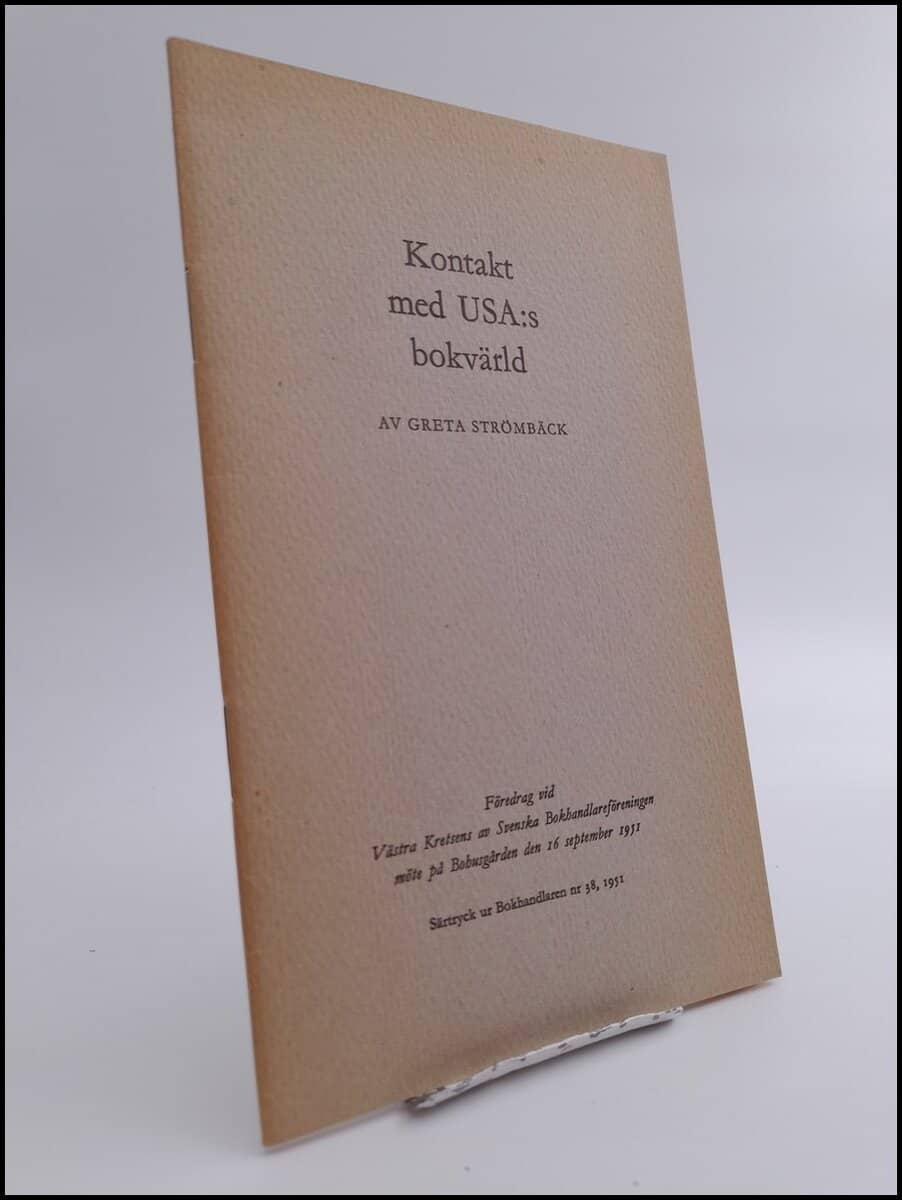 Greta Strömbäck : Kontakt med USA:s bokvärld