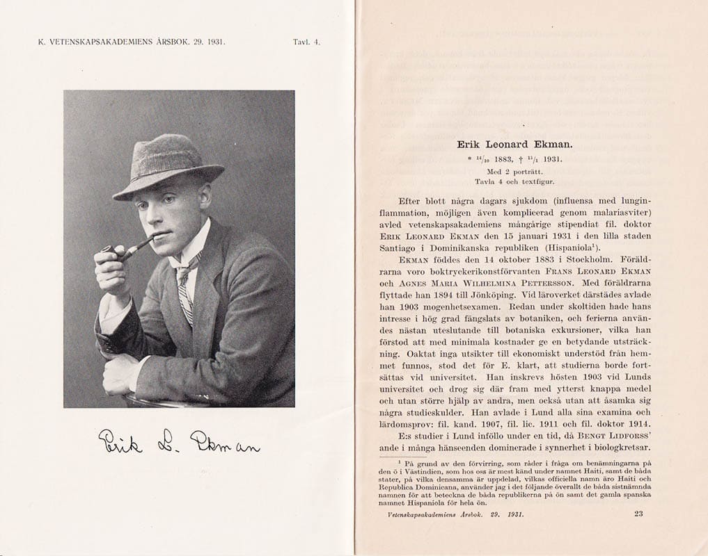 Gunnar Samuelsson : Erik Leonard Ekman 14/10 1883, 15/1 1931. Biografi. Med 2 porträtt