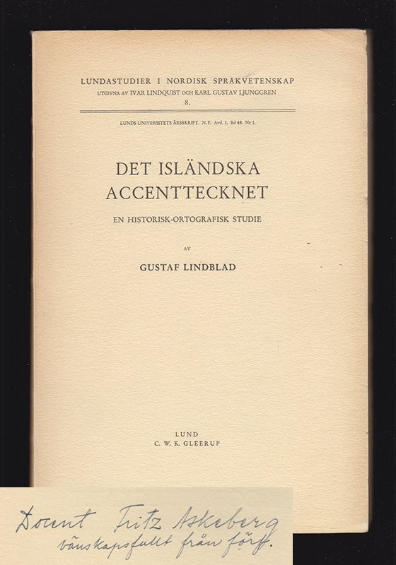 Gustaf Lindblad : Det isländska accenttecknet