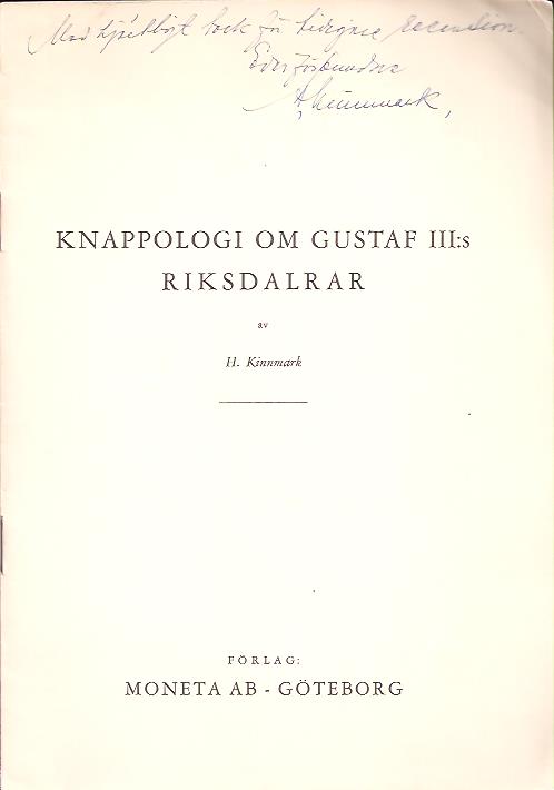 H Kinnmark : Knappologi om Gustaf III:s riksdalrar