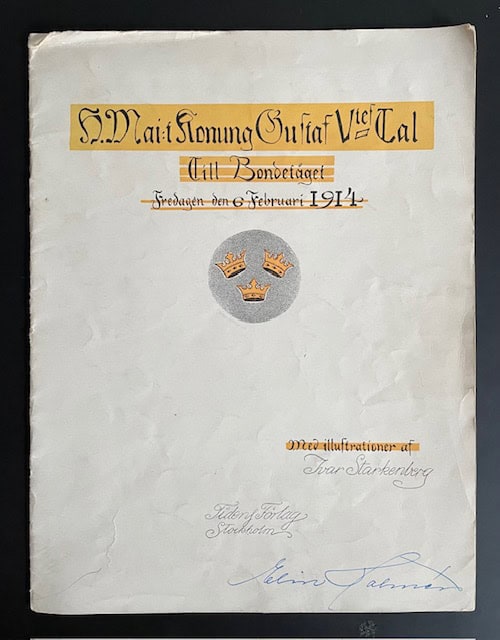 H. Mai:t Konung Gustaf Vtes tal till Bondetåget fredagen den 6 februari 1914.