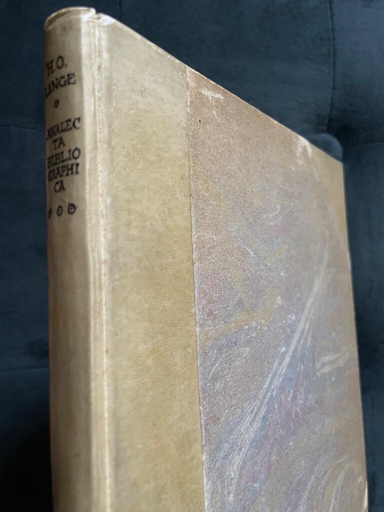 H. O. Lange : Analecta bibliographica. Boghistoriske undersøgelser