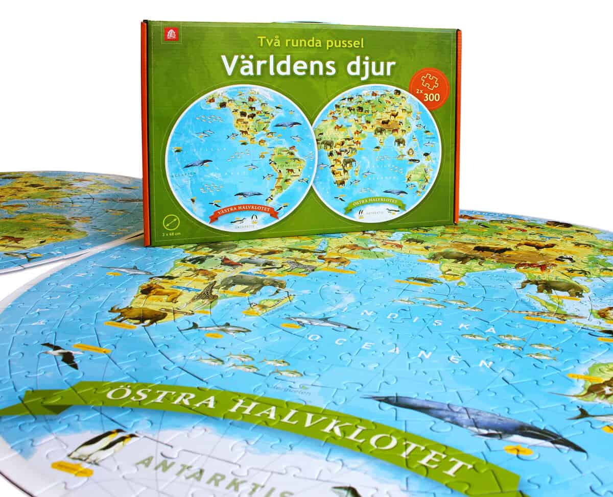 , : Halvklot pussel Världens Djur