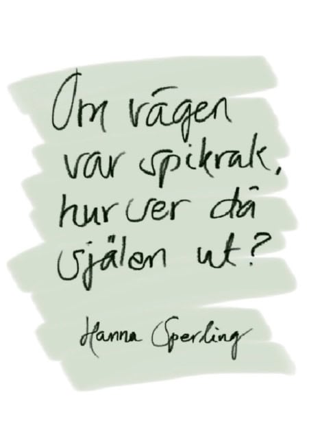 Hanna Sperling : Om vägen var spikrak, hur ser då själen ut?