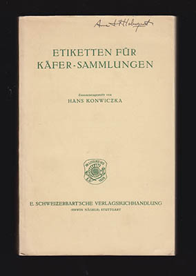 Hans Konwiczka : Etiketten für Käfersammlungen