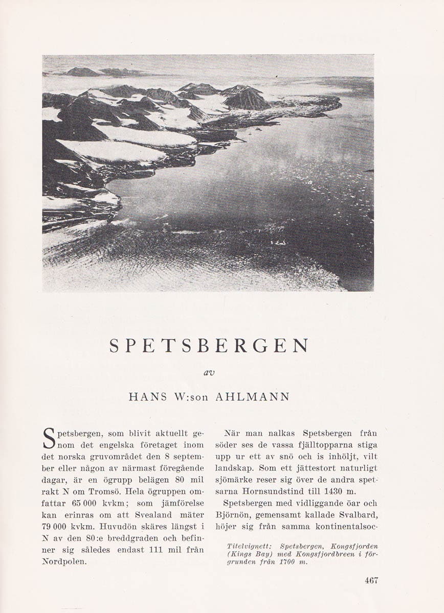 Hans W:son Ahlmann : Spetsbergen