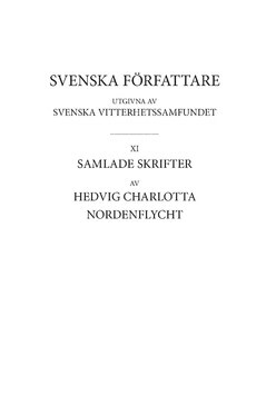 Hedvig Charlotta Nordenflycht : Samlade skrifter 3