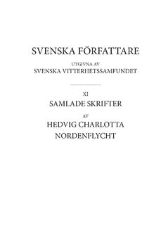 Hedvig Charlotta Nordenflycht : Samlade skrifter 3 : Del 1