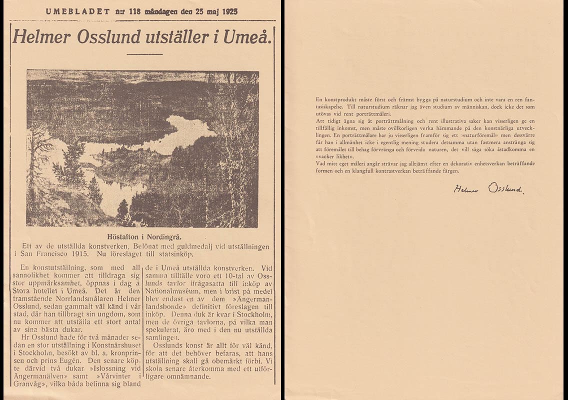Helmer Osslund : Minnesutställning med måleri av Helmer Osslund 1866-1938. Lördag den 9/1-82 - Söndag 24/1