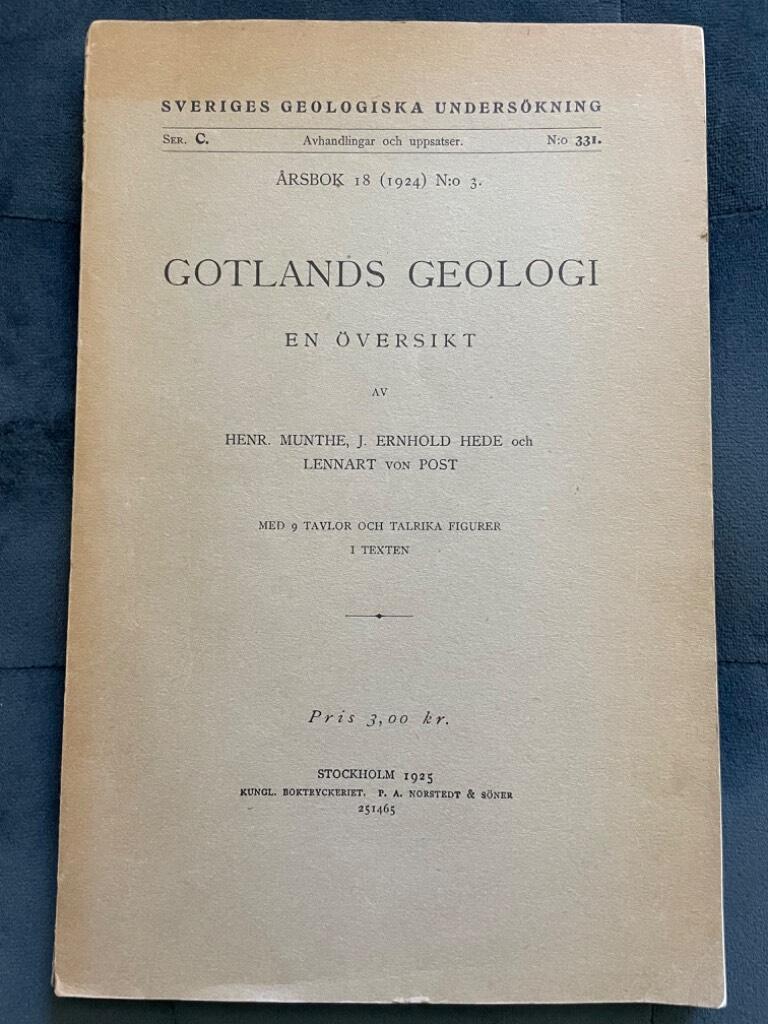 Henr. Munthe, J. Ernhold Hede, Lennart von Post : Gotlands geologi. En översikt