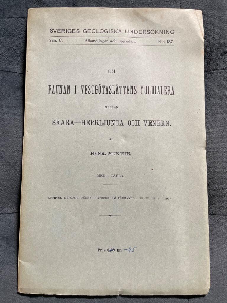 Henr. Munthe : Om faunan i Vestgötaslättens yoldialera mellan Skara-Herrljunga och Venern.