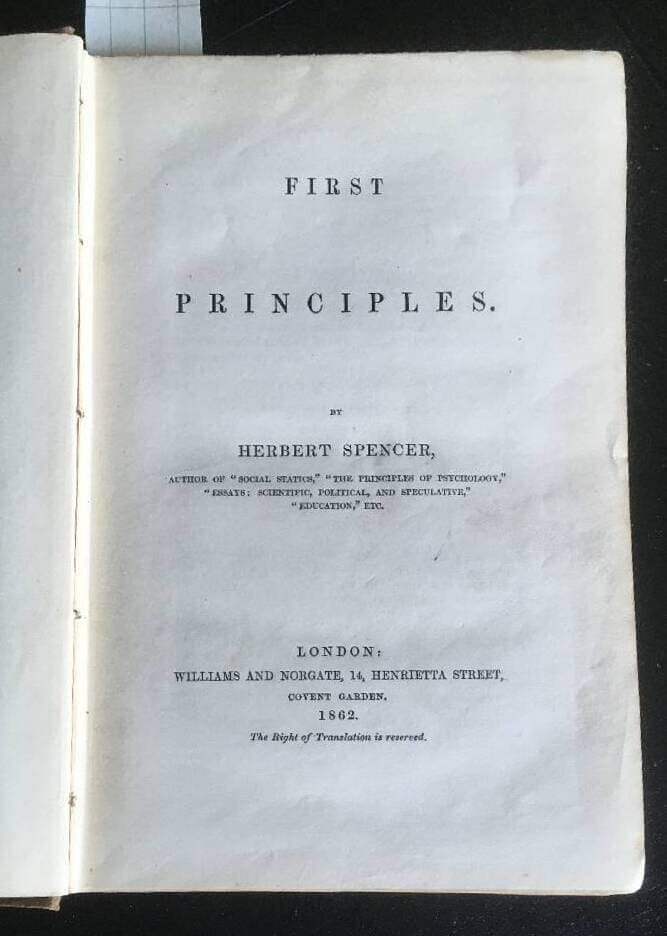 Herbert Spencer : First principles