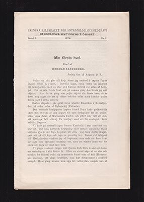 Herman Sandeberg : Min första hval. Bref af Herman Sandeberg. Jeritik den 11 augusti 1878