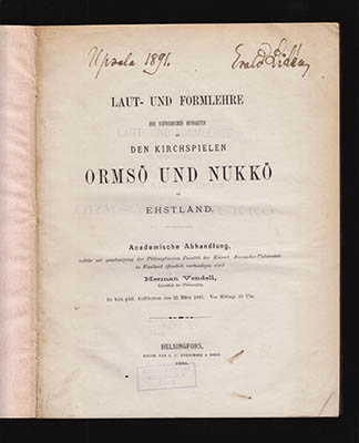 Herman Vendell : Laut- und Formlehre