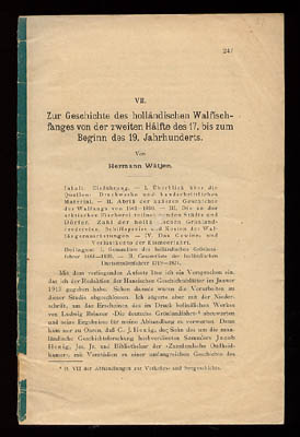 Hermann Wätjen : Zur Geschichte des holländischen Walfischfanges von der zweiten Hälfte des 17. bis zum Beginn des 19. Jahrhunderts