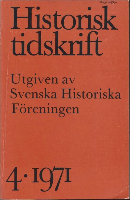 Historisk tidskrift : 1971 / 4
