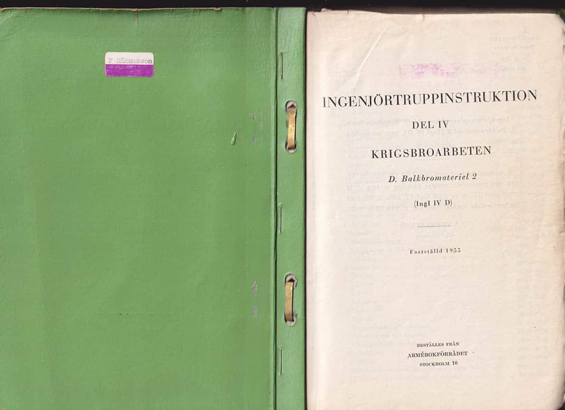 Ingenjörtruppinstruktion. Del IV. Krigsbroarbeten. D. Balkbromateriel 2 (IngI IV D). Fastställd 1955