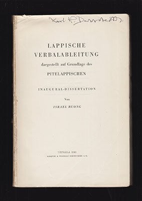 Israel Ruong : Lappische Verbalableitung dargestellt auf Grundlage des Pitelappischen
