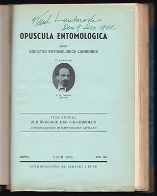 Ivar Agrell : Zur Ökologie der Collembolen