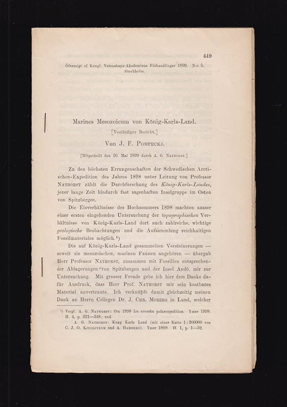 J. F. von Pompeckj : Marines Mesozoicum von König-Karls-Land