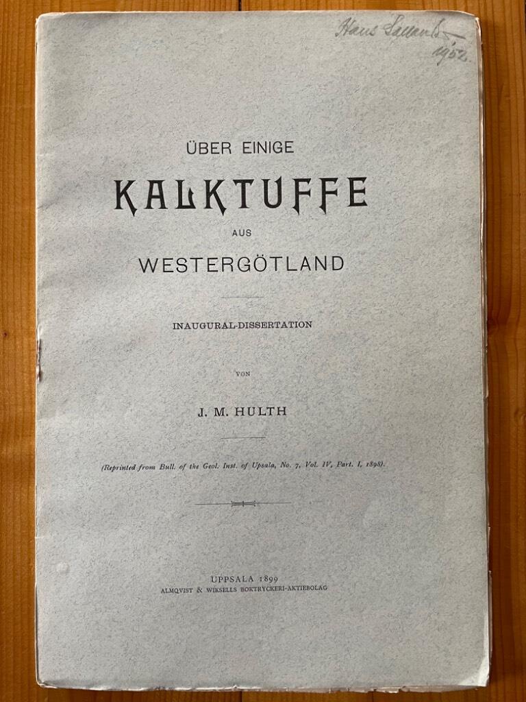 J. M. Hulth : Über einige Kalktuffe aus Westergötland