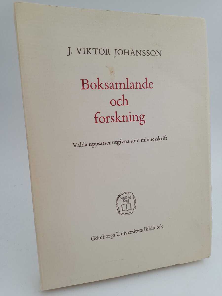 J. Viktor Johansson : Boksamlande och forskning