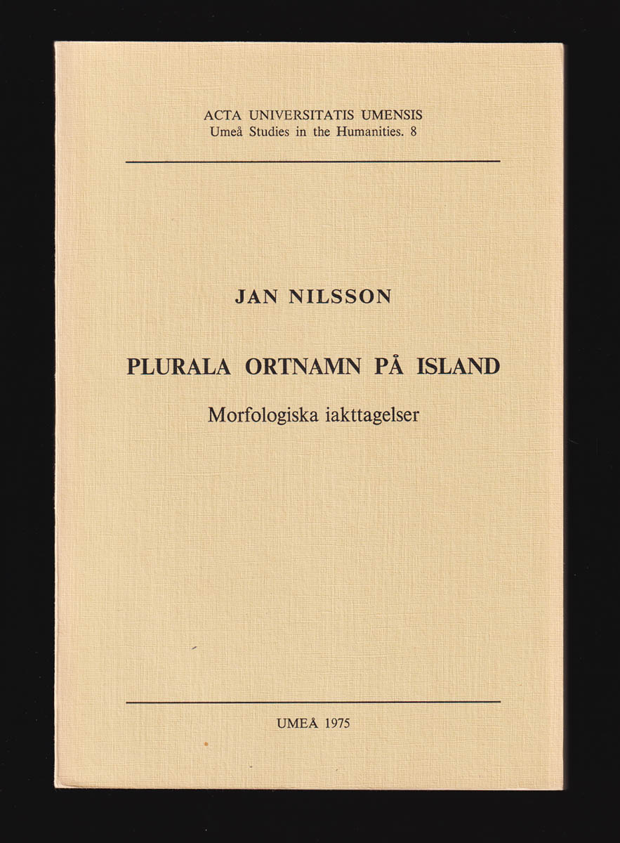 Jan Nilsson : Plurala ortnamn på Island