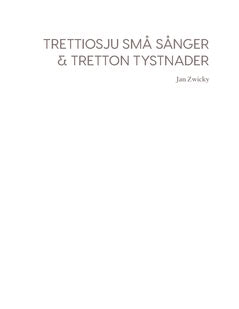 Jan Zwicky : Trettiosju små sånger & tretton tystnader