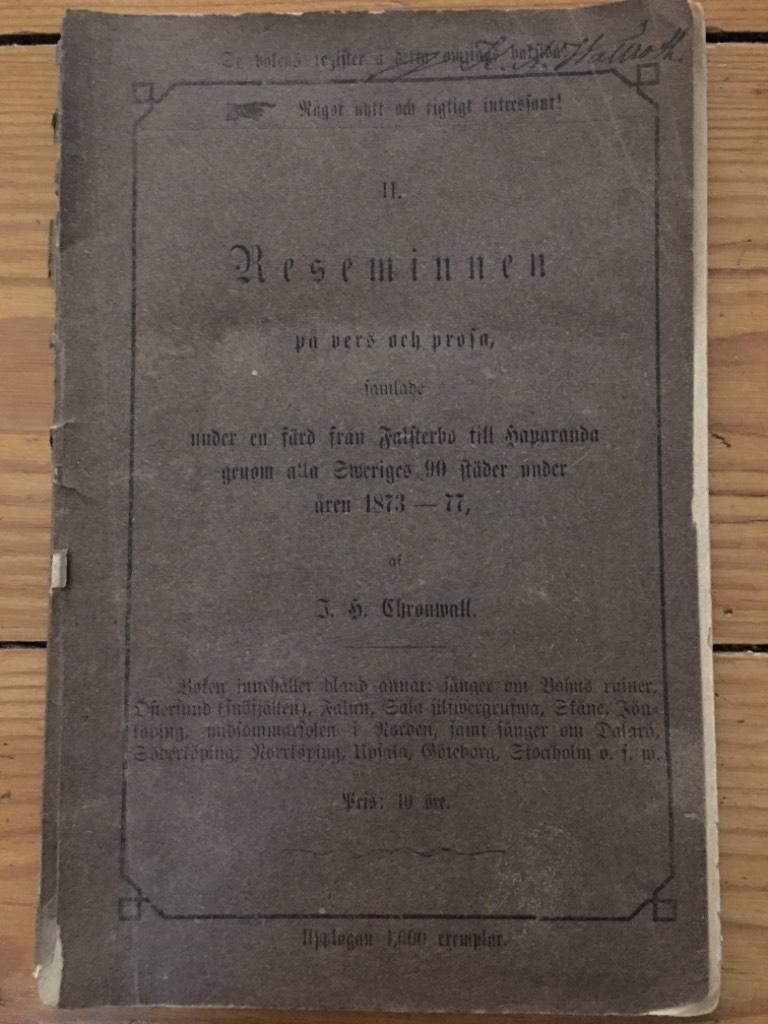 J.H. Chronwall : Reseminnen på vers och prosa