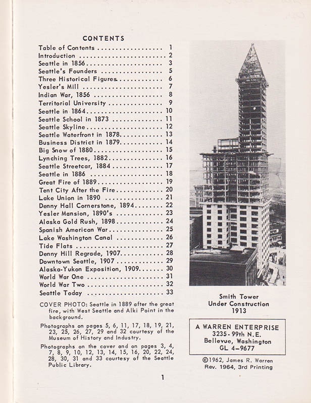 Jim Warren : Pictorial History of Seattle by Jim Warren. From Frontier Town to Modern Metropolis