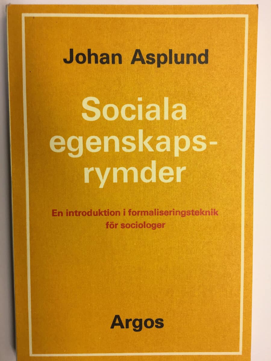 Johan Asplund : Sociala egenskapsrymder : en introduktion i formaliseringsteknik för sociologer