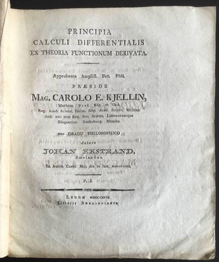 Johan Ekstrand : Principia Calculi Differentialis...