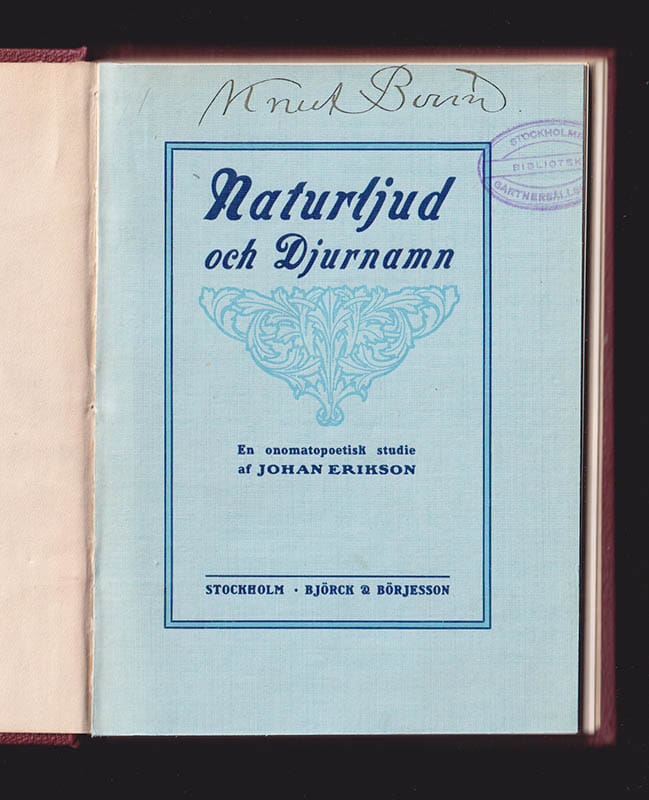 Johan Erikson : Naturljud och djurnamn