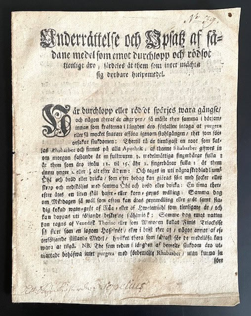 Johan Henric. Wolluhn : Underrättelse och vpsatz af sådane medel som emot durchlopp och rödsot tienlige äro, särdeles åt them som intet mächta sig dyrbarare hielpemedel.