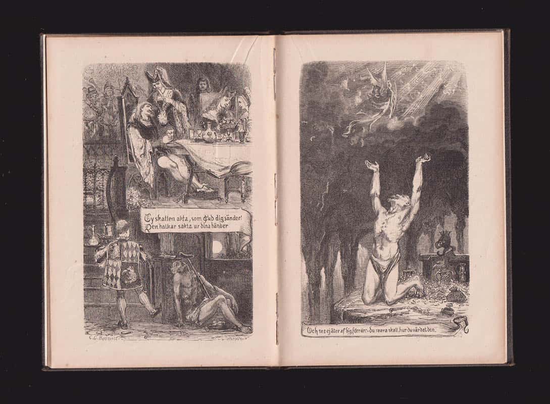 Johan Olof Wallin : Dödens engel. Religiöst poem. Med illustrationer (av C. G. Hellqvist)