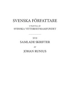 Johan Runius : Samlade skrifter 1