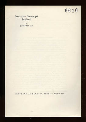 Johannes Lid : Stutt-arve funnen på Svalbard