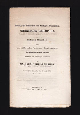 Jonas Gustaf Wilhelm Palmberg : Bidrag till kännedom om Sveriges myriapoder