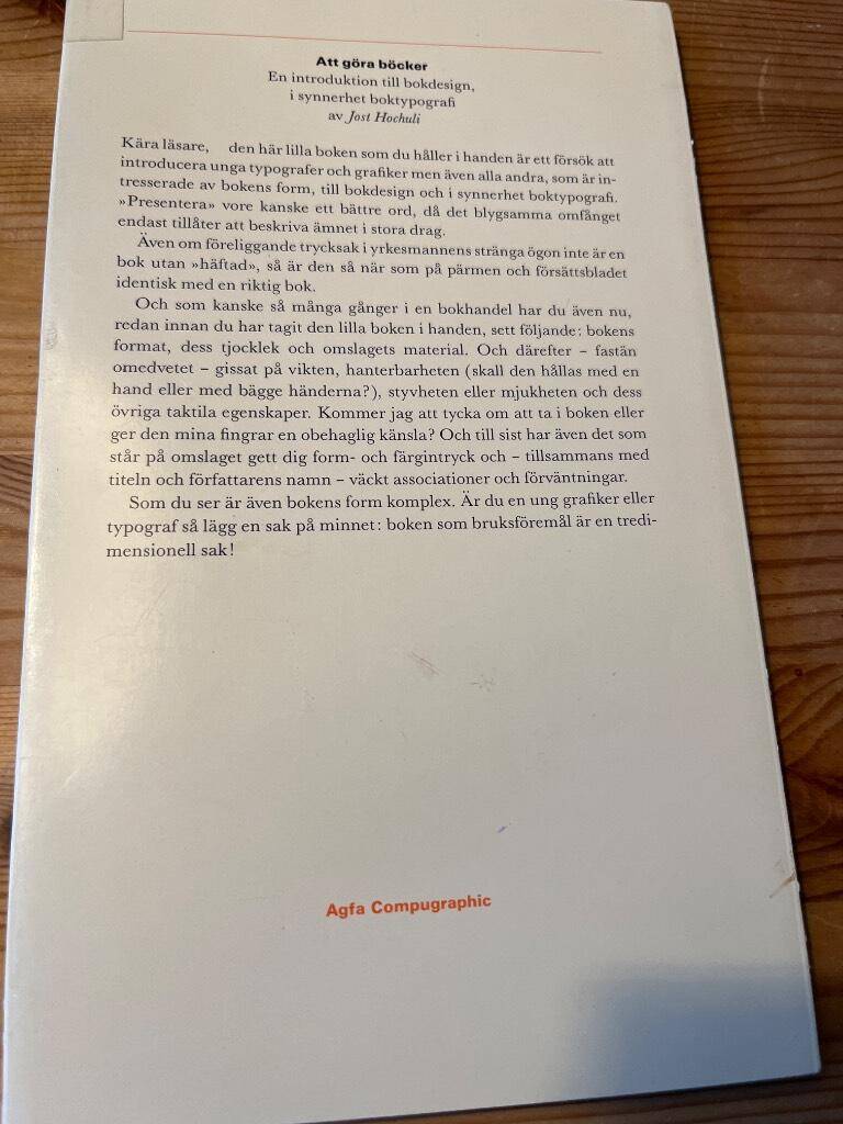 Jost Hochuli : Att göra böcker