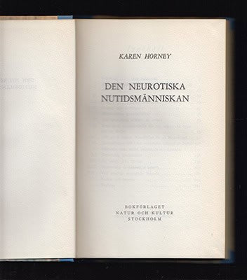 Karen Horney : Den neurotiska nutidsmänniskan