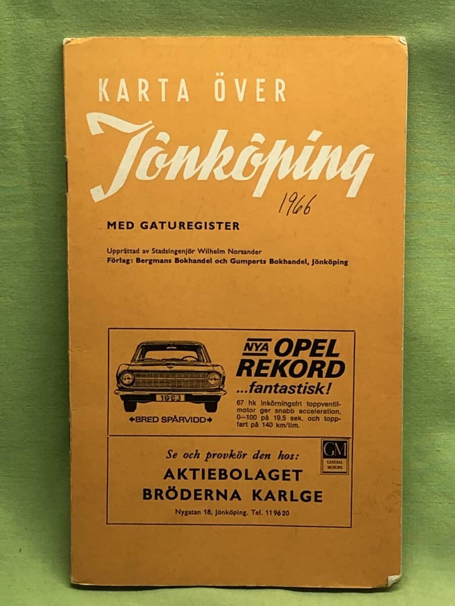 Karta över Jönköping med gaturegister