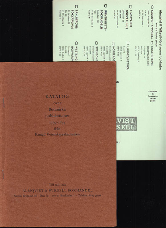 Katalog över Botaniska publikationer 1739-1854 från Kungl. vetenskapsakademien