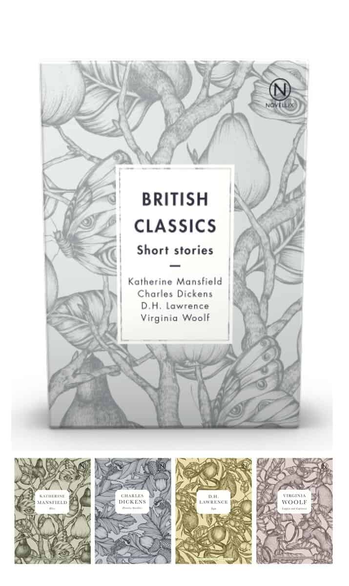 Mansfield, Katherine ; Dickens, Charles ; Lawrence, D. H. ; Woolf, Virginia : Box with four British classics