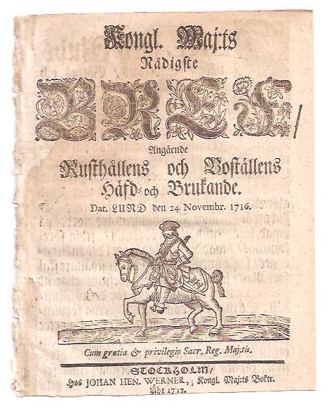 Kongl. Maj:ts Nådigste Bref, Angående Rusthållens och Boställens Häfd- och Brukande